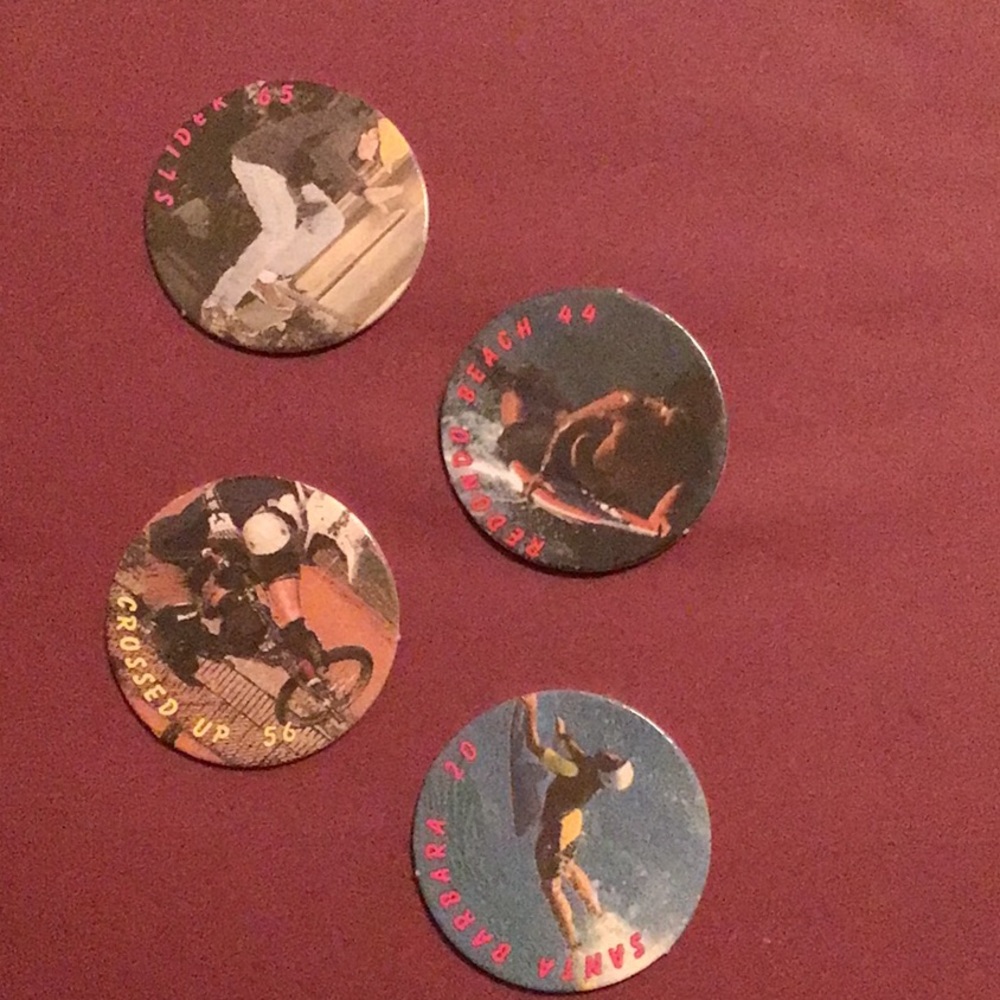 Lot of 4 POGS Slider # 65/Santa Barbara #20 / Redondo  Beach #44 /Crossed Up #56
